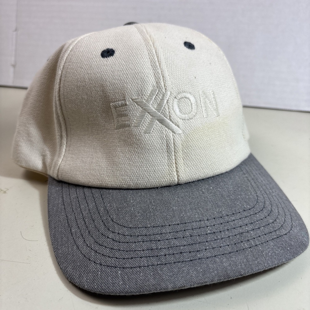 Legend Exxon Hat Mens OSFA Cream Grey 1999 Halobutyl Expansion Program Vintage
